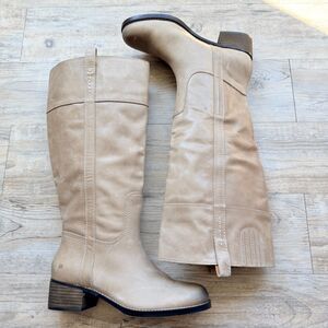 Lucky Brand Lucky Brand Hybiscus Wide Calf Riding Boots Grey Leather Tall 10